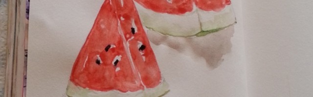 watercolor matching watermelon by Cristina Parus @ creativemag.ro