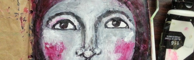 Acrylic palette knife painting face