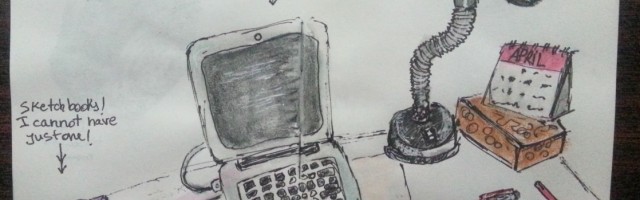 One sketch a day - what's on my desk - by Cristina Parus @ creativemag.ro