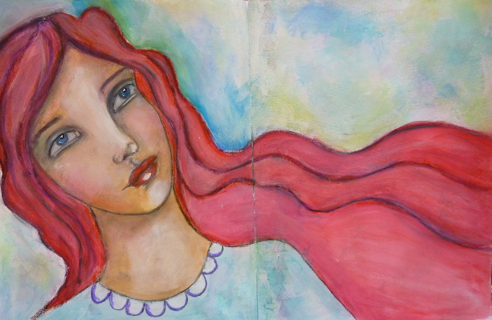 Mixed media Redhead beauty by Cristina Parus @ creativemag.ro