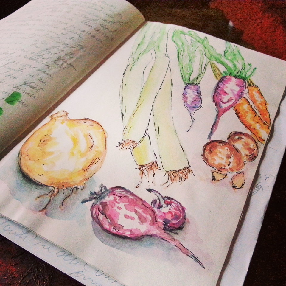 Watercolor Autumn Vegetables by Cristina Parus @ creativemag.ro