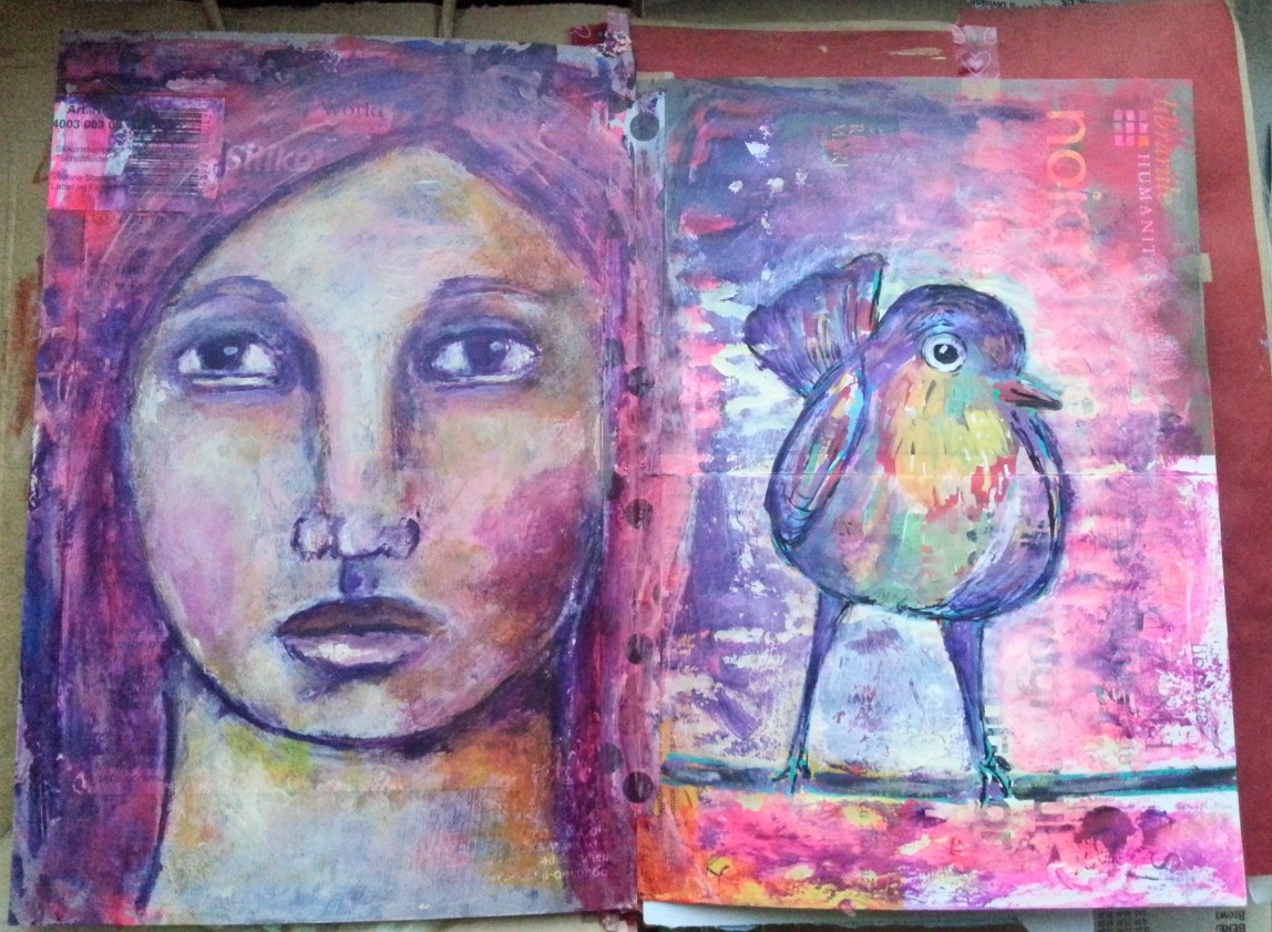 The junk journal project – diving intuition mixed media portrait