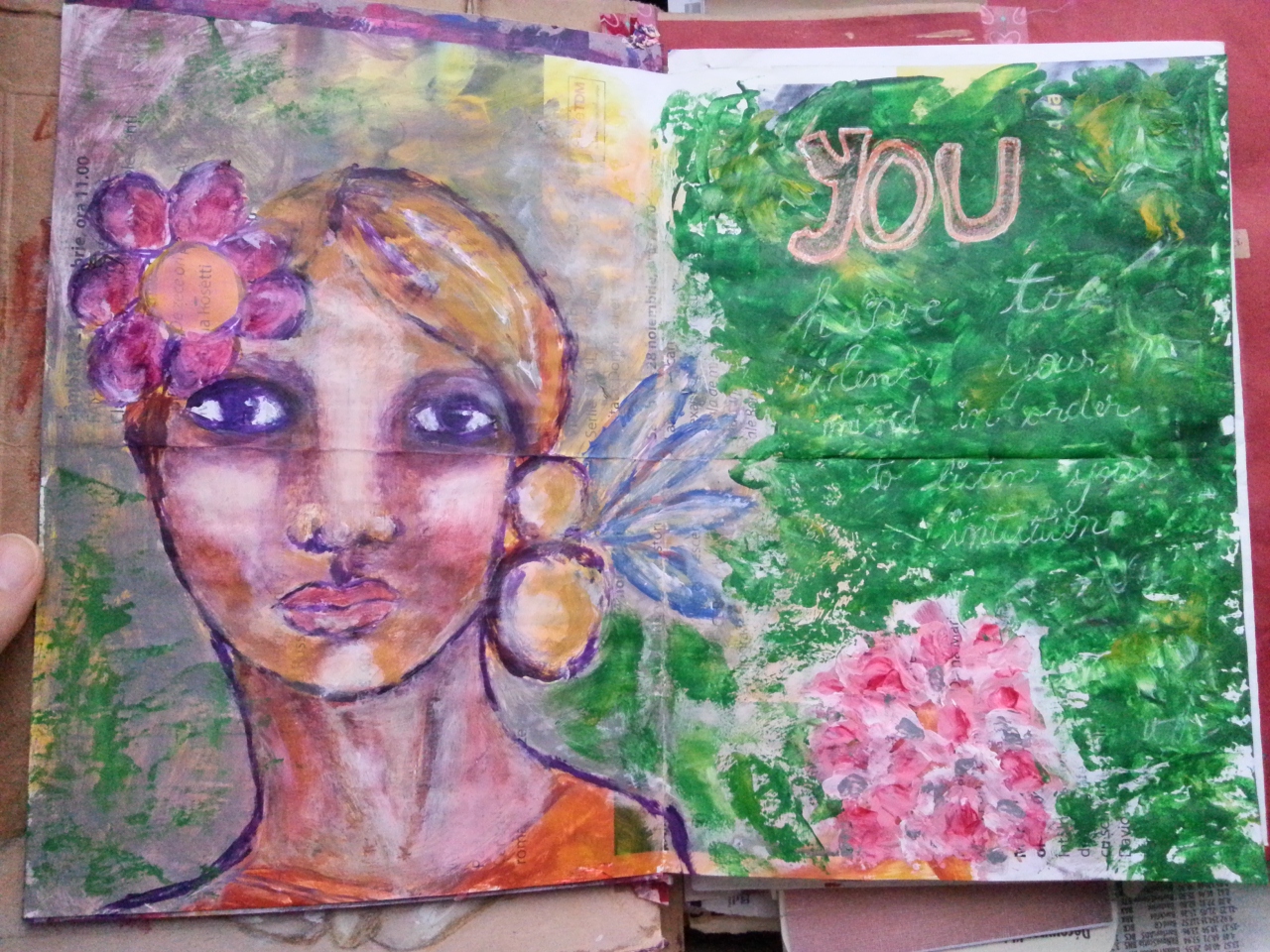 The junk journal project - leaflet painting over by Cristina Parus @ creativemag.ro