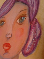 Mini art journal: fata cu parul purpuriu