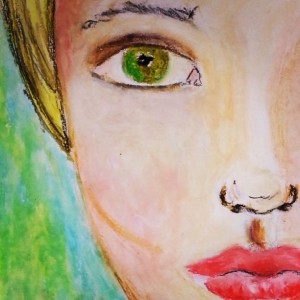 face in oil pastels - @creativemag.ro by Cristina Parus
