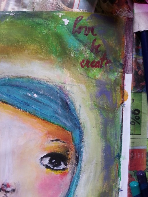 Acrylic Painting - blue hair little girl (detail) by Cristina Parus @ creativemag.ro