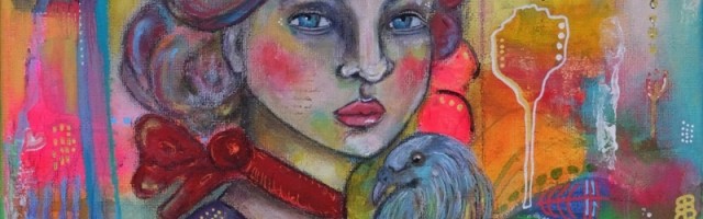 Girl with Nicobar bird