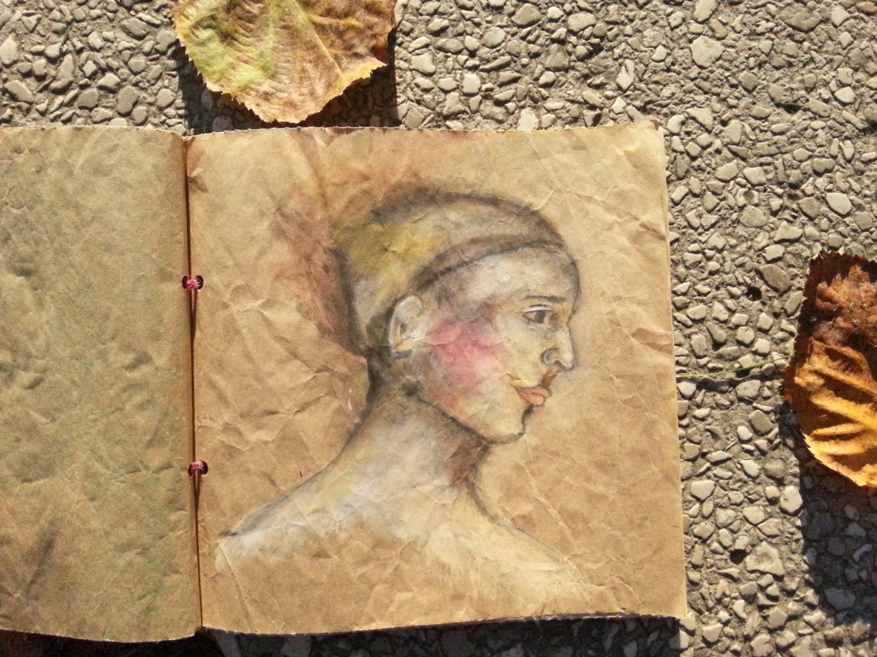 Whimsical portraiture on bag paper - autumn inspiration by Cristina Parus @ creativemag.ro