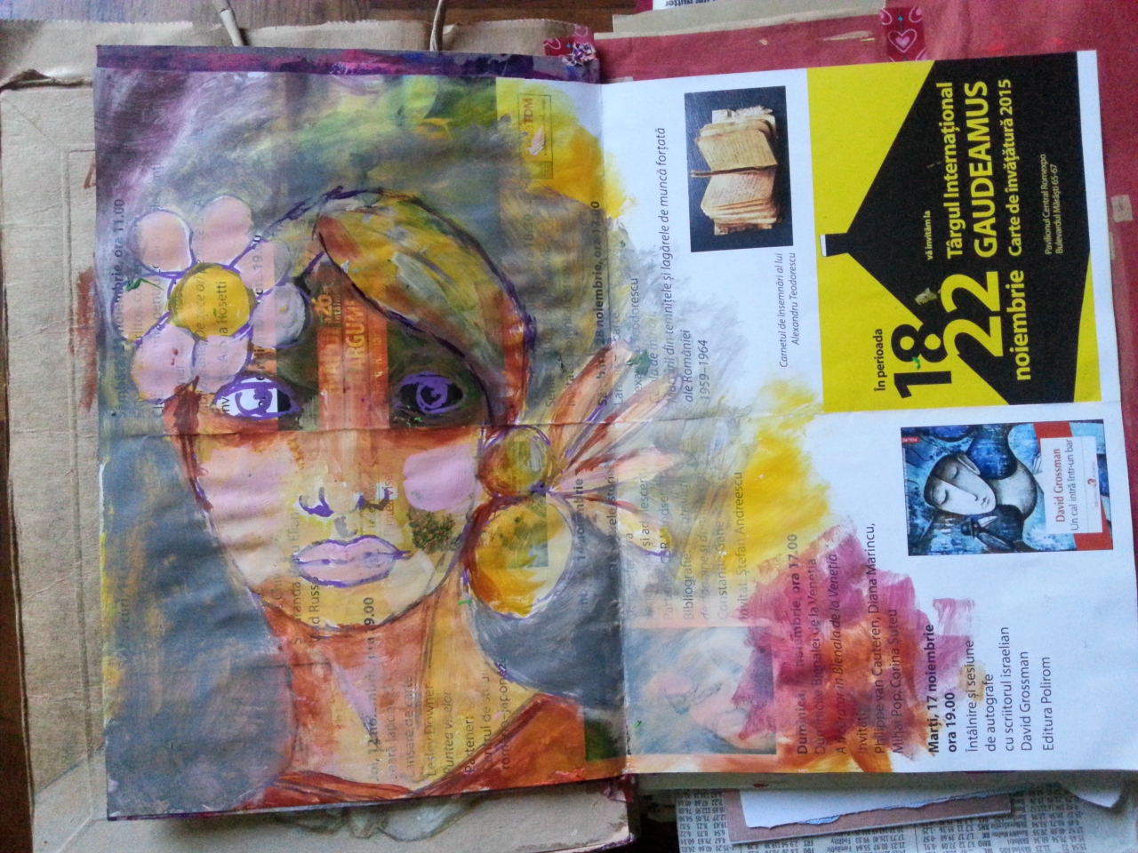 The junk journal project - leaflet painting over by Cristina Parus @ creativemag.ro 