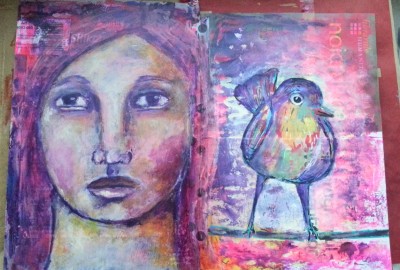 The junk journal project: diving intuition art journal page by Cristina Parus @ creativemag.ro