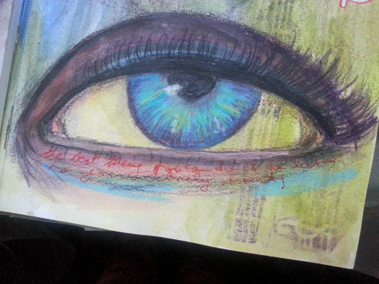 What are the eyes for you – mixed media journal page